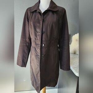 Kenneth Cole Reaction Black Button-Front Trench Coat Size S